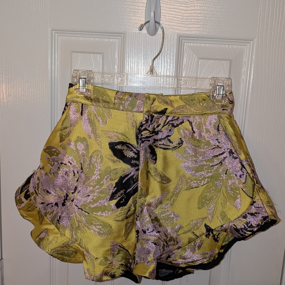 Camila Coelho Yellow and Purple Floral Skorts